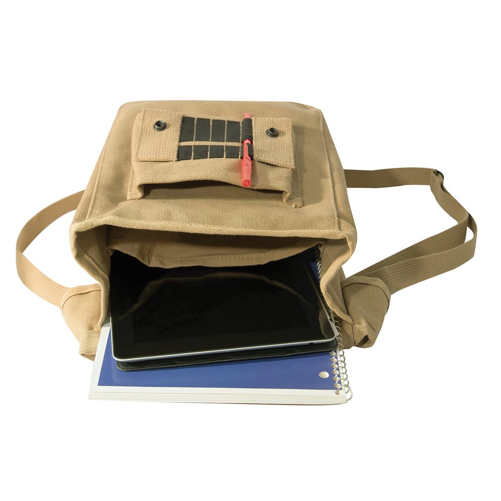 Bolso bandolera MAP CASE verde en algodón canvas estilo vintage, apto para iPad y tablets