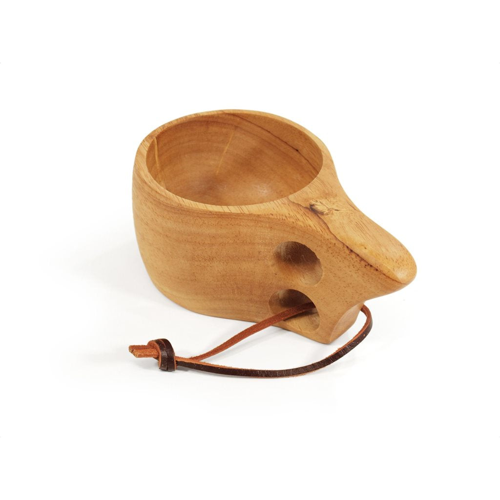 Taza Kuksa de madera 200 ml con asa ergonómica y cordón de cuero
