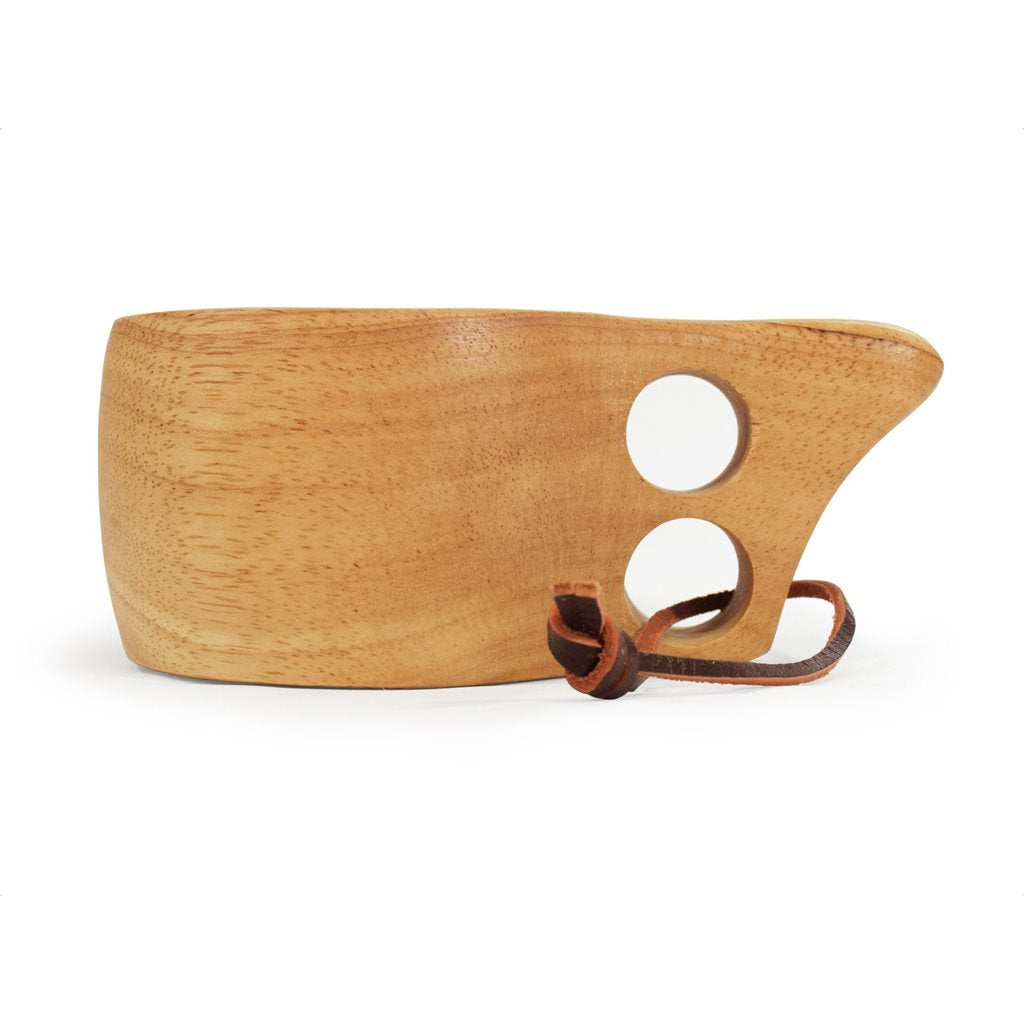 Taza Kuksa de madera 200 ml con asa ergonómica y cordón de cuero