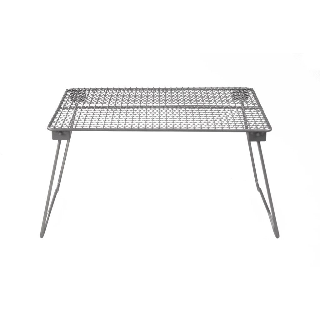 Parrilla plegable de titanio con patas de acero inoxidable extraíbles