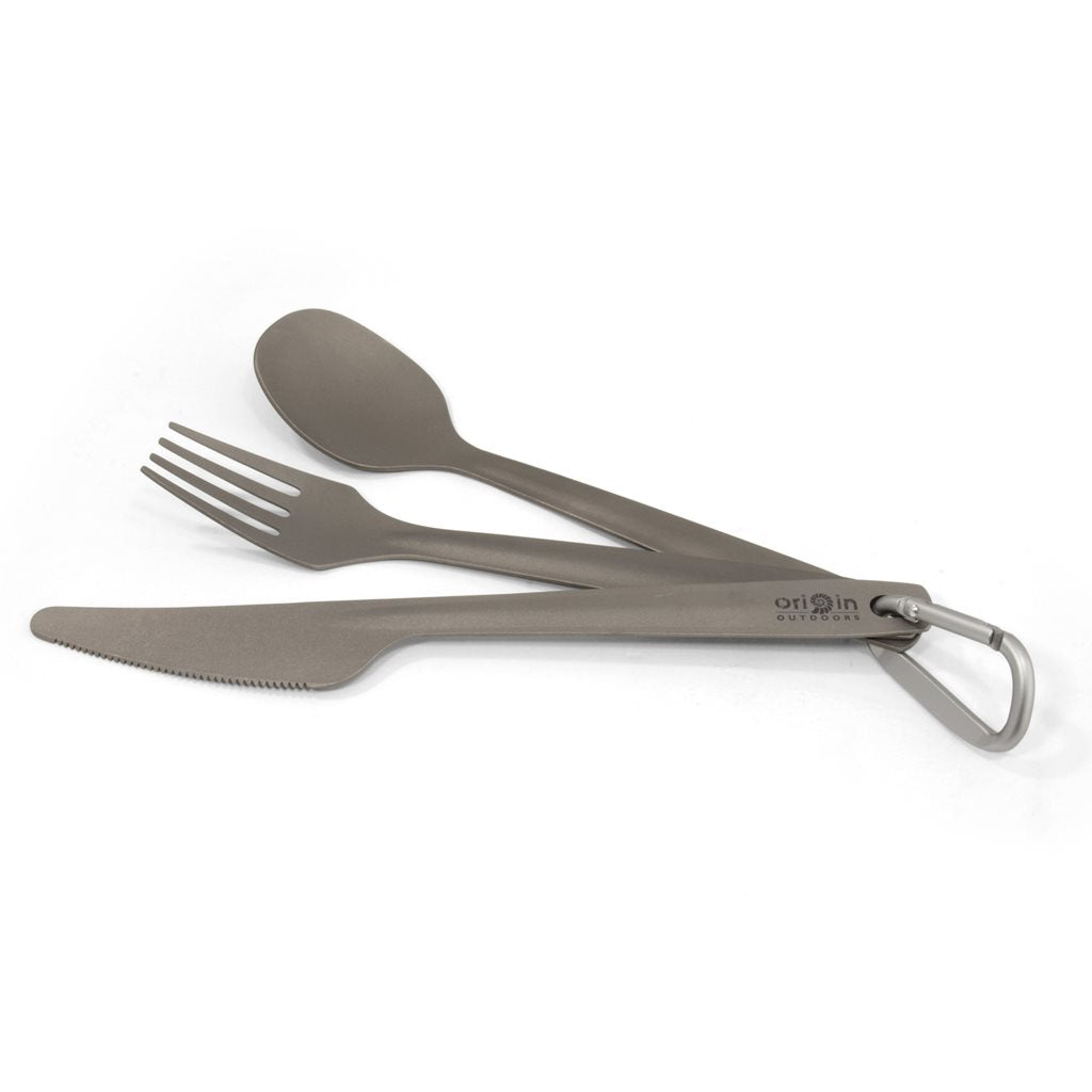 Cubiertos ORIGIN 3 piezas en titanio, 17,5 cm, 42 g