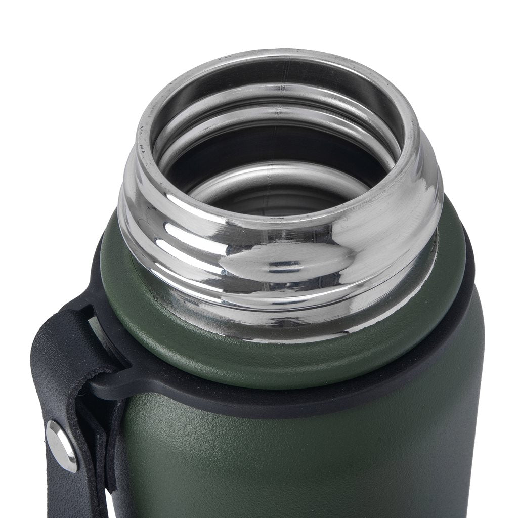 Termo ROCKSTEEL 0,75 L verde - acero inoxidable, doble pared y correa desmontable