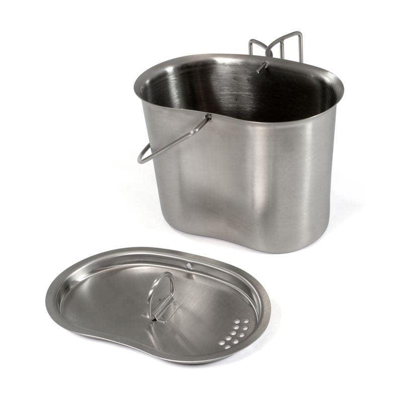 Vaso/cantimplora US plegable de acero inoxidable con asa y tapa