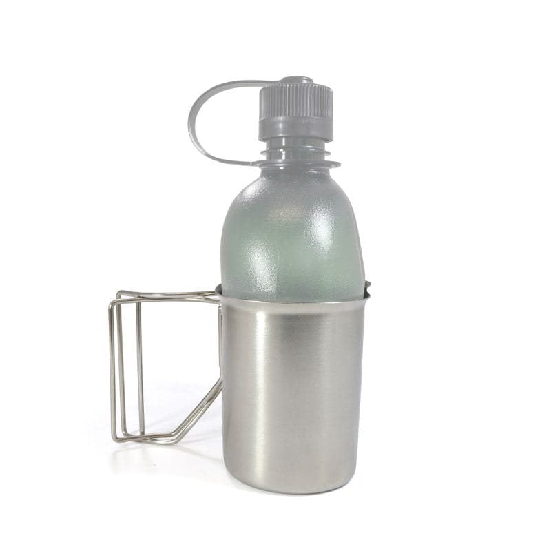 Vaso/cantimplora US plegable de acero inoxidable con asa y tapa