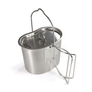 Vaso/cantimplora US plegable de acero inoxidable con asa y tapa