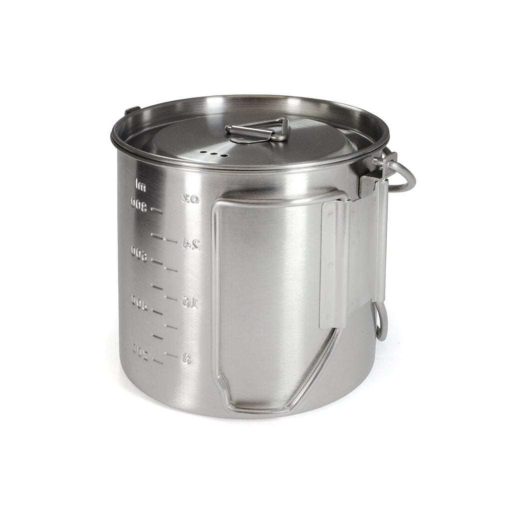 Olla 2 en 1 OUTDOOR 1000 ml de acero inoxidable 304 con asas y tapa