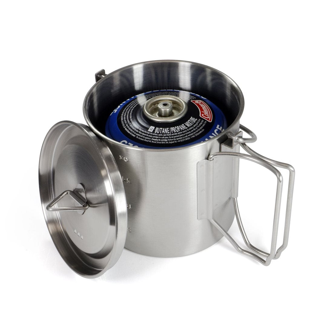 Olla 2 en 1 OUTDOOR 1000 ml de acero inoxidable 304 con asas y tapa