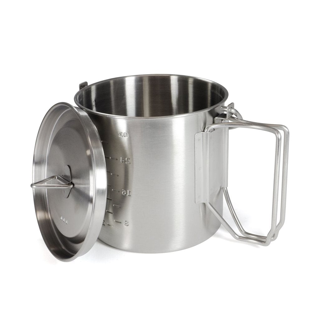 Olla 2 en 1 OUTDOOR 1000 ml de acero inoxidable 304 con asas y tapa