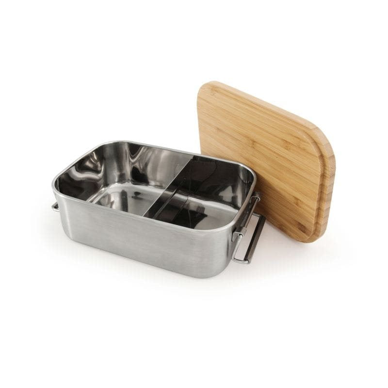 Fiambrera de acero inoxidable con tapa de bambú Lunchbox Bamboo-Clip