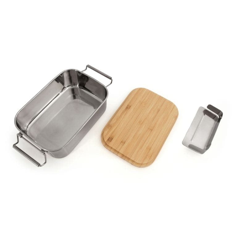 Fiambrera de acero inoxidable con tapa de bambú Lunchbox Bamboo-Clip