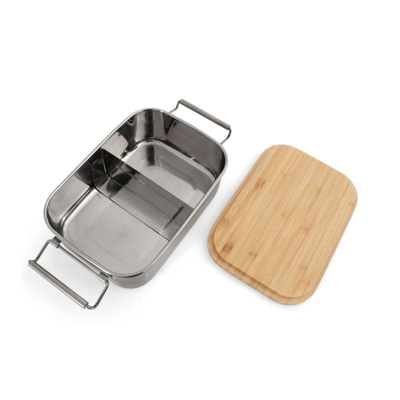 Fiambrera de acero inoxidable con tapa de bambú Lunchbox Bamboo-Clip