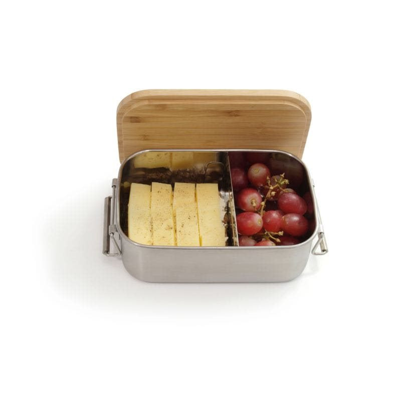 Fiambrera de acero inoxidable con tapa de bambú Lunchbox Bamboo-Clip