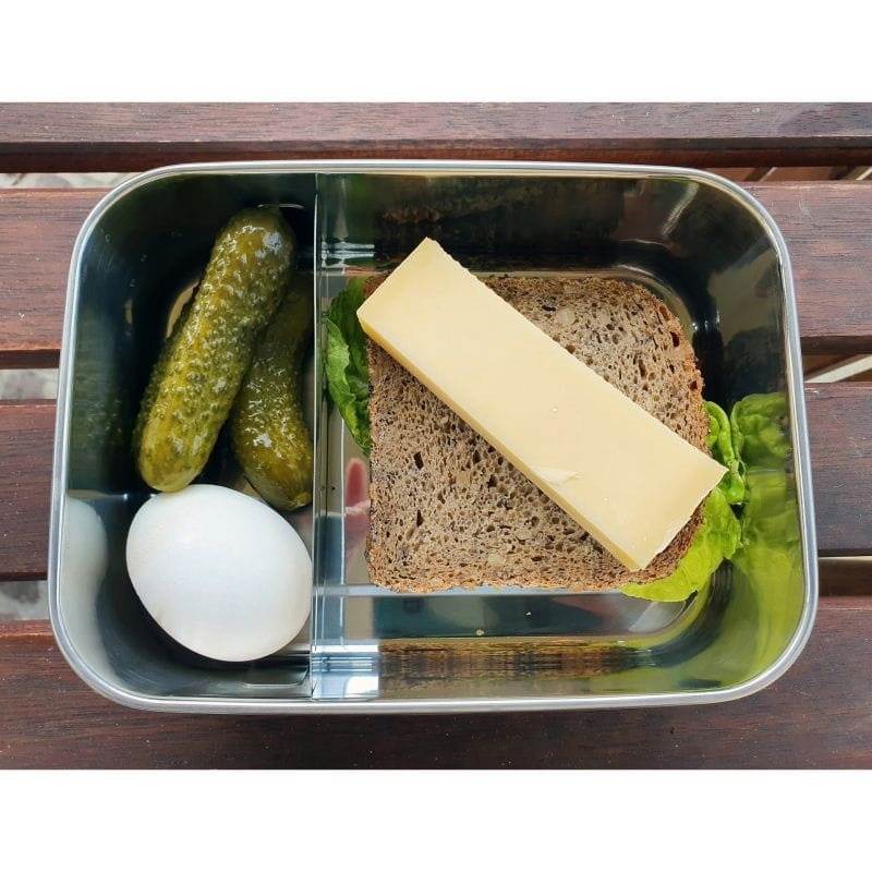 Fiambrera de acero inoxidable con tapa de bambú Lunchbox Bamboo-Clip