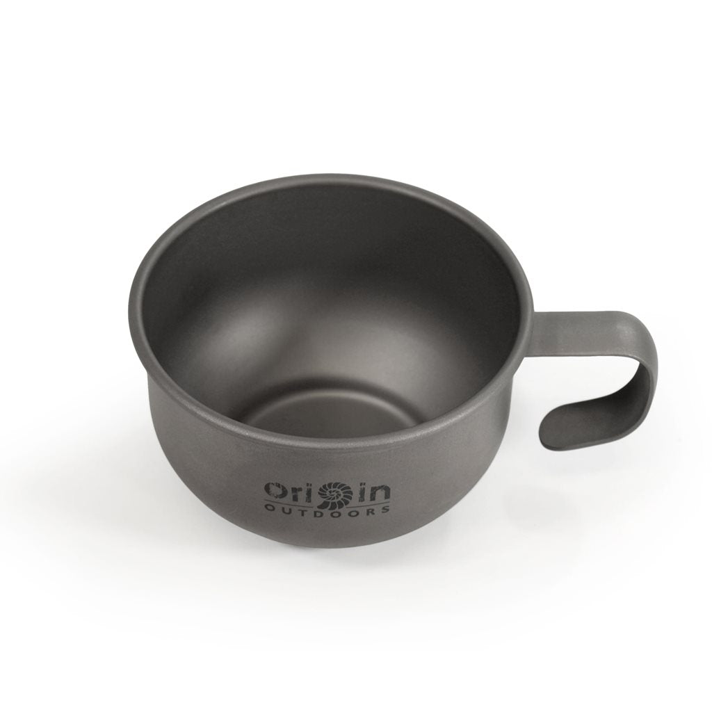 Taza ORIGIN de titanio 180 ml, ligera y resistente, superficie lisa y apta para lavavajillas