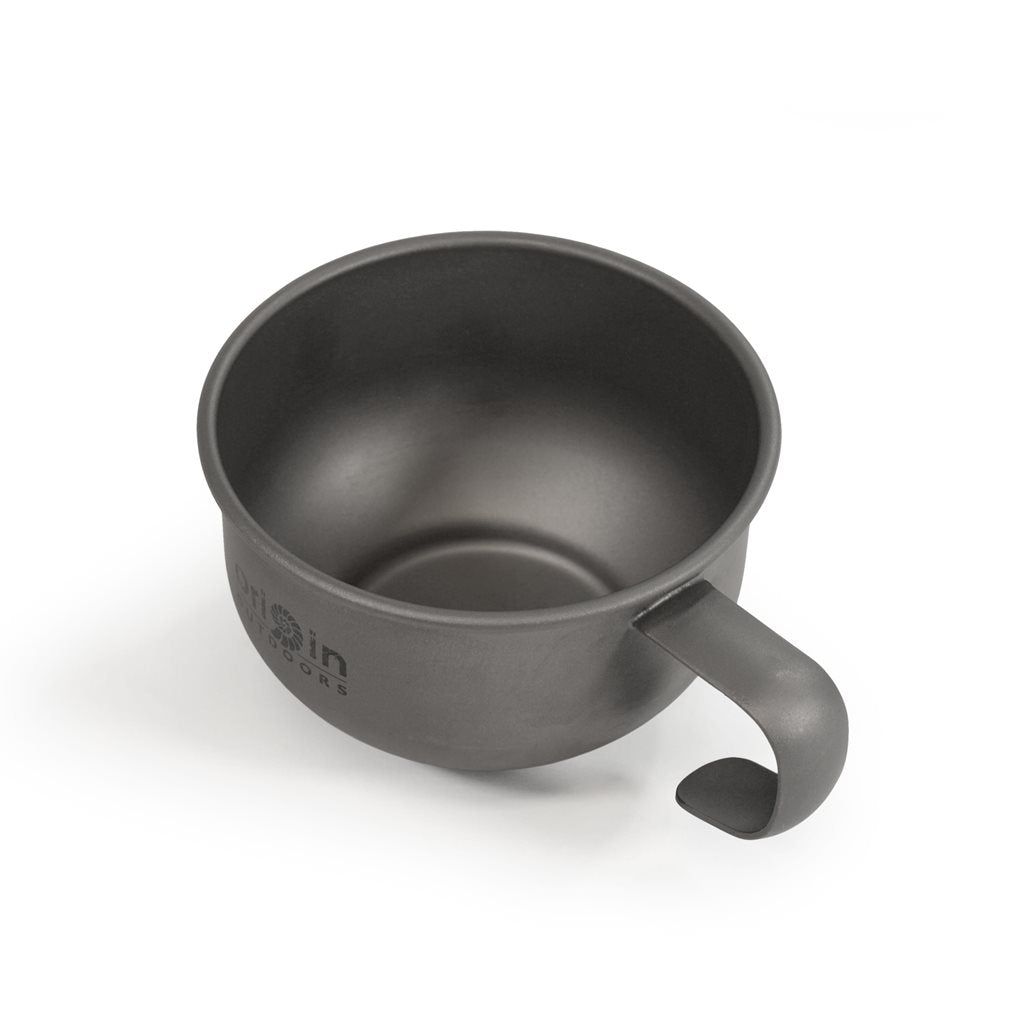 Taza ORIGIN de titanio 180 ml, ligera y resistente, superficie lisa y apta para lavavajillas