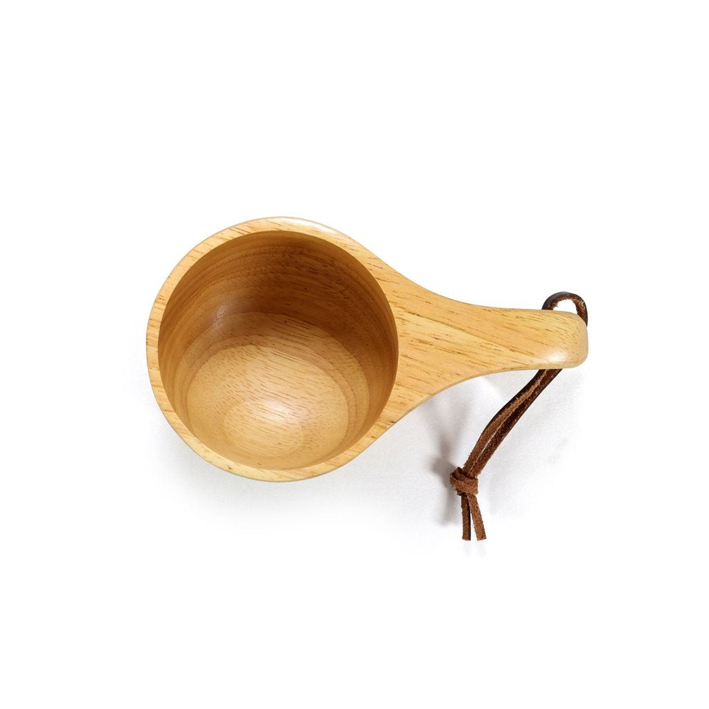 Taza kuksa de madera 200 ml con asa ergonómica y cordón de cuero