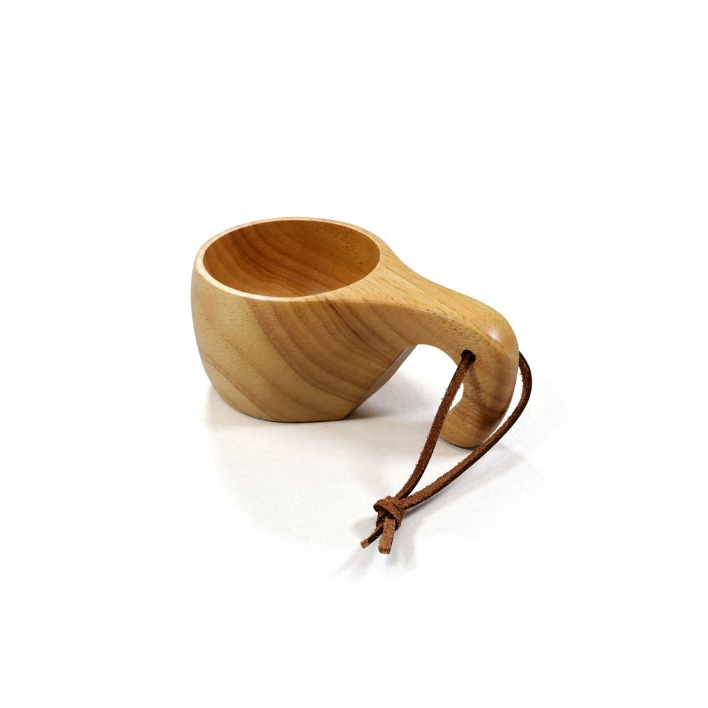 Taza kuksa de madera 200 ml con asa ergonómica y cordón de cuero