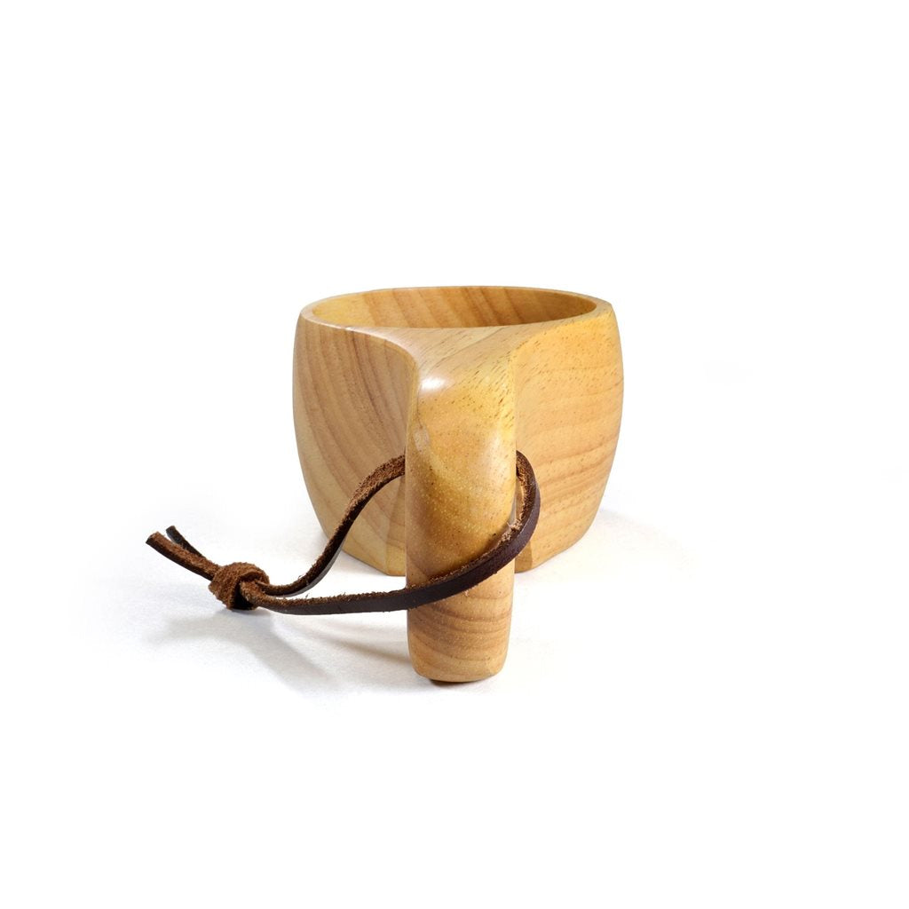 Taza kuksa de madera 200 ml con asa ergonómica y cordón de cuero