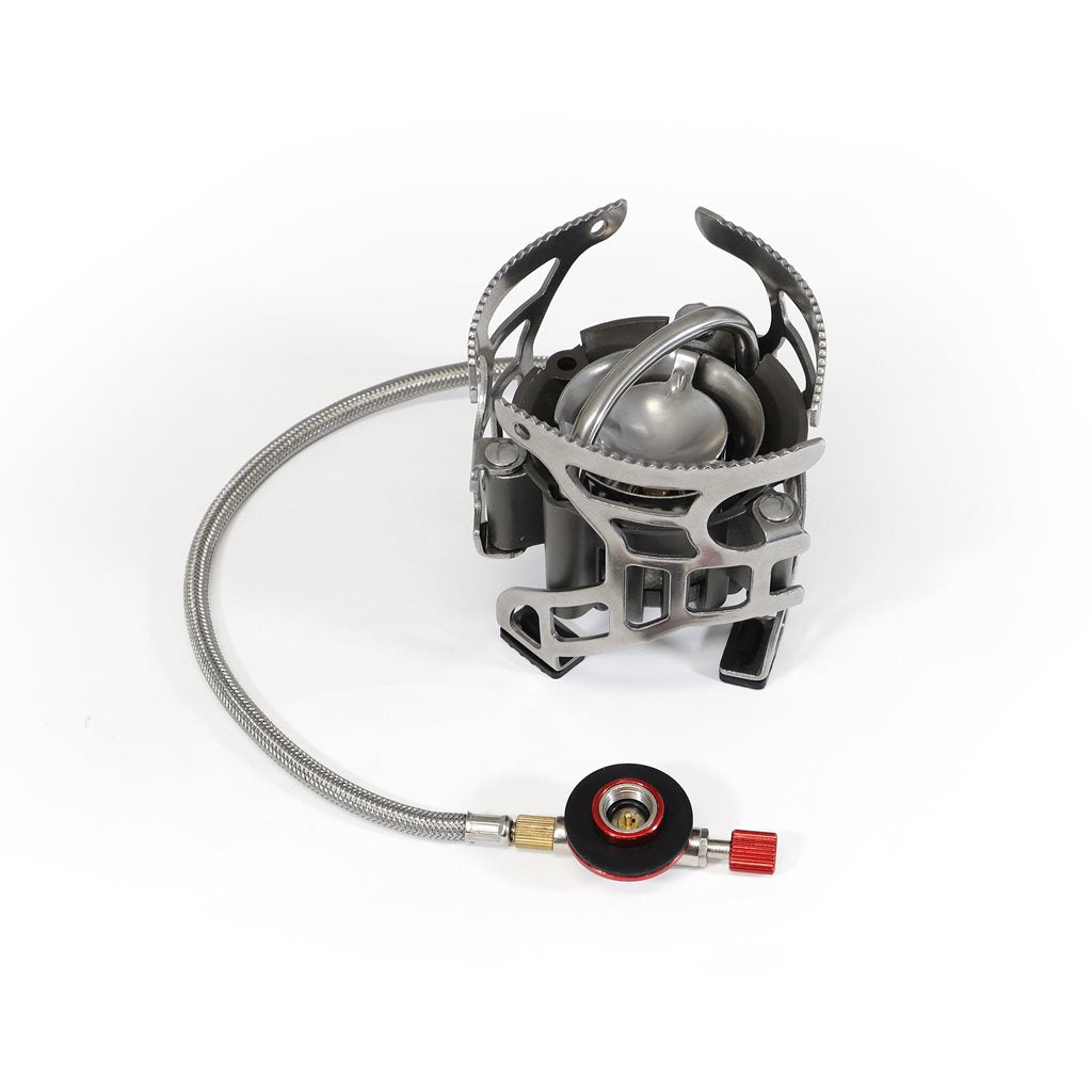 Hornillo RUGGED MULTIFUEL 3500 W en aluminio aleado con soporte plegable y válvula de latón
