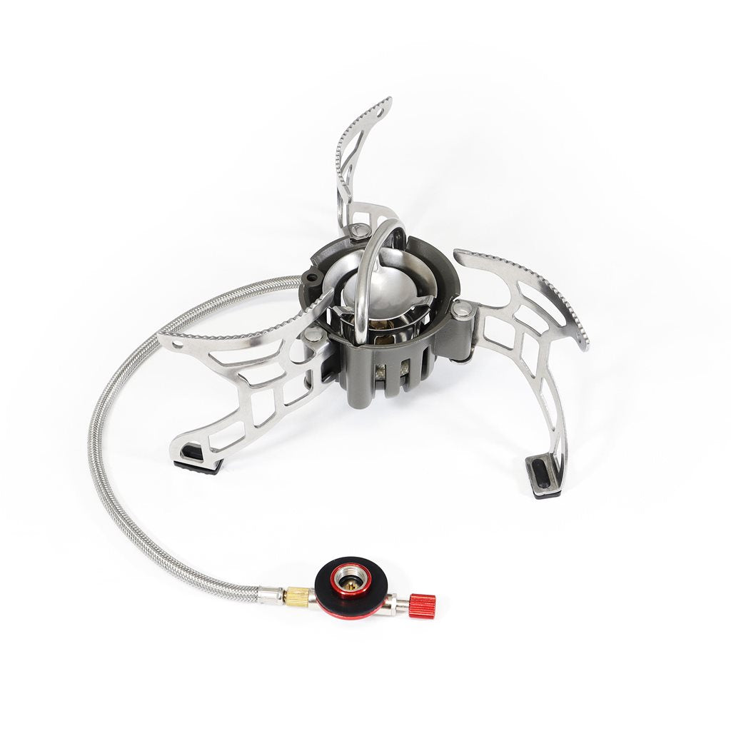 Hornillo RUGGED MULTIFUEL 3500 W en aluminio aleado con soporte plegable y válvula de latón