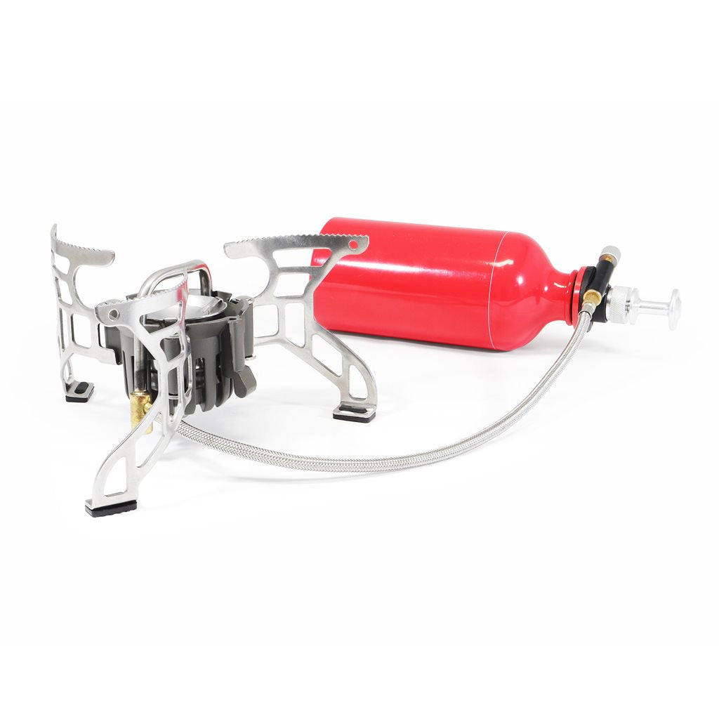 Hornillo RUGGED MULTIFUEL 3500 W en aluminio aleado con soporte plegable y válvula de latón