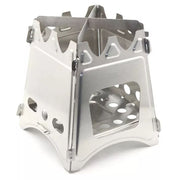 Hornillo OUTDOOR STACK plegable de acero inoxidable para combustibles sólidos
