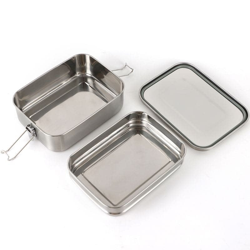 Fiambrera Lunchbox Deluxe Double de acero inoxidable, dos pisos, 19,5×14,5×9,2 cm