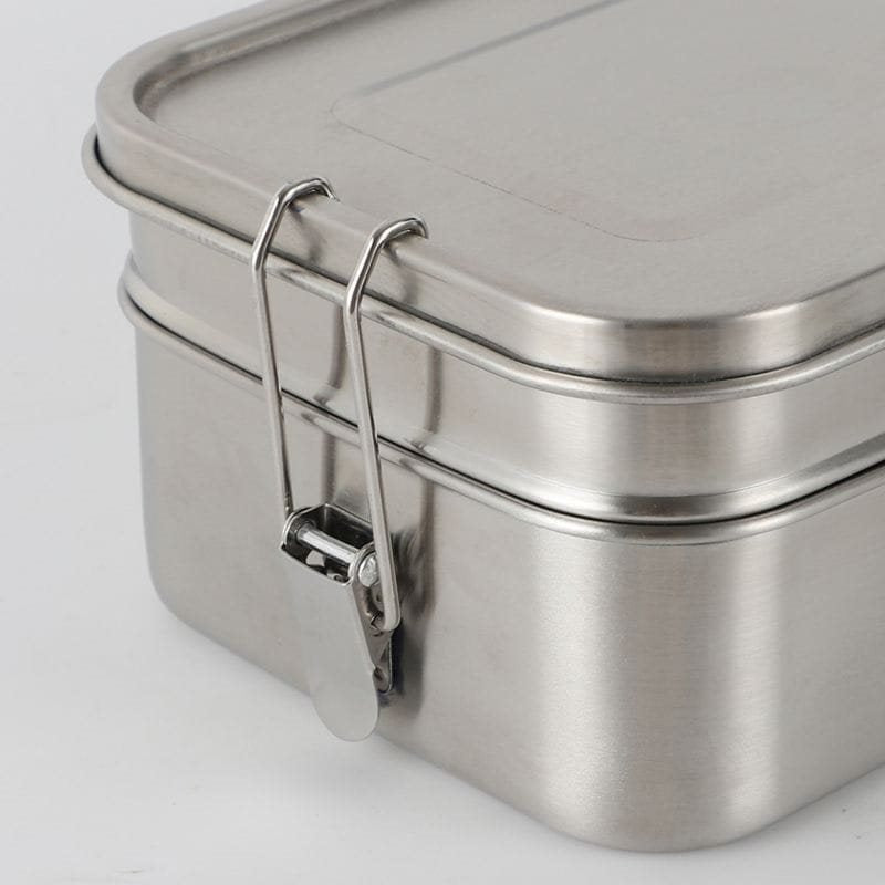 Fiambrera Lunchbox Deluxe Double de acero inoxidable, dos pisos, 19,5×14,5×9,2 cm