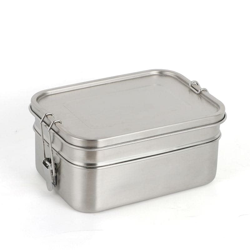 Fiambrera Lunchbox Deluxe Double de acero inoxidable, dos pisos, 19,5×14,5×9,2 cm