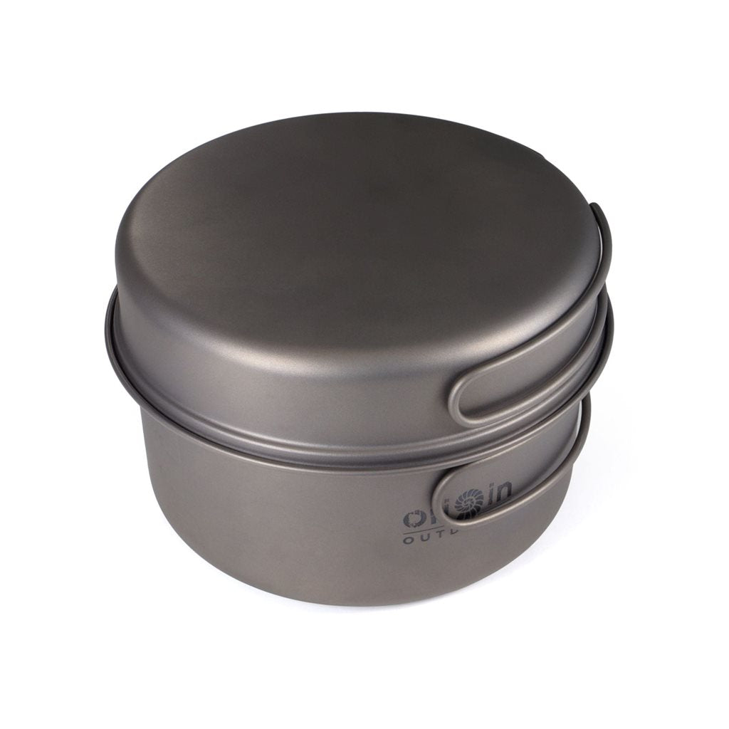 Fiambrera de titanio 1 L TITAN, juego de vajilla de exterior ligero con asas plegables