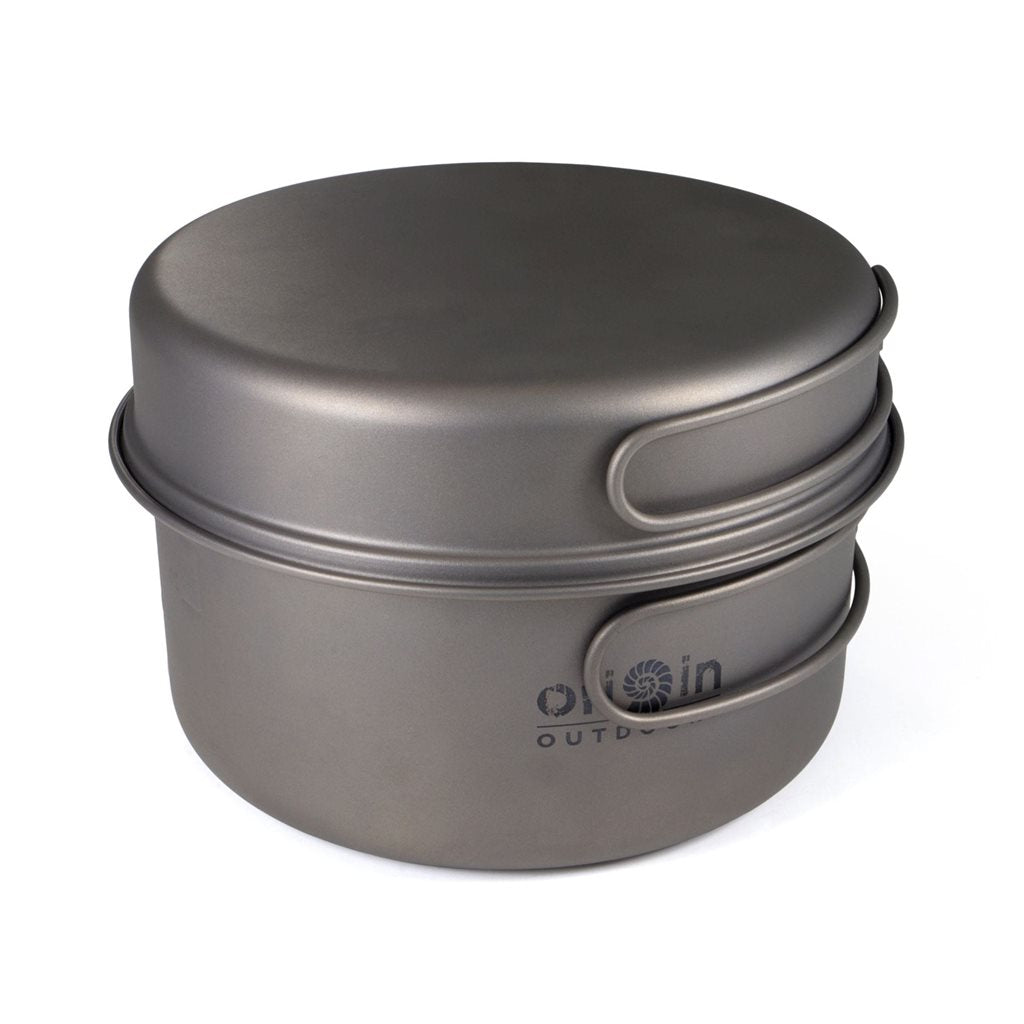 Fiambrera de titanio 1 L TITAN, juego de vajilla de exterior ligero con asas plegables
