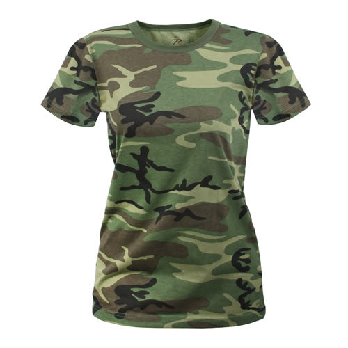 Camiseta larga de mujer Rothco con camuflaje Woodland