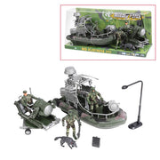 Set de juguetes MILITARY FORCE con 3 soldados, perro, bote y foco