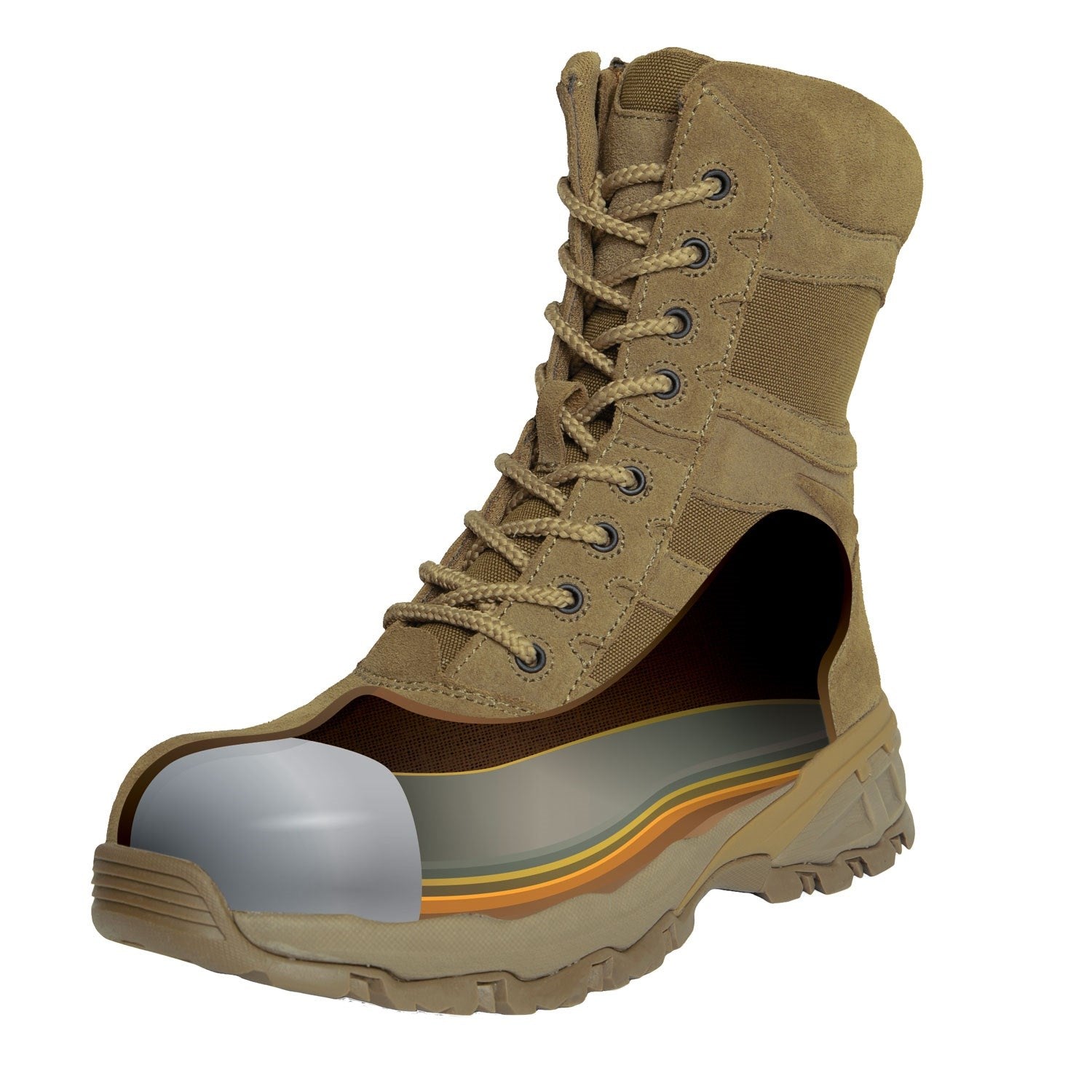 Botas FORCED ENTRY 8'' en piel y nylon con cremallera YKK y suela COLLAR