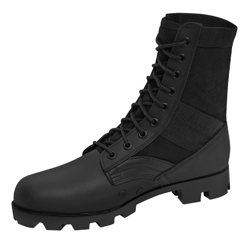 Botas réplica G.I. Jungle negras con punta de acero diseñadas para terrenos húmedos y pantanosos