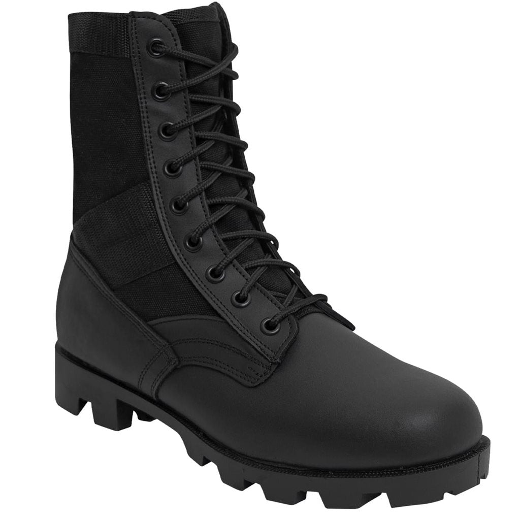 Botas réplica G.I. Jungle negras con punta de acero diseñadas para terrenos húmedos y pantanosos