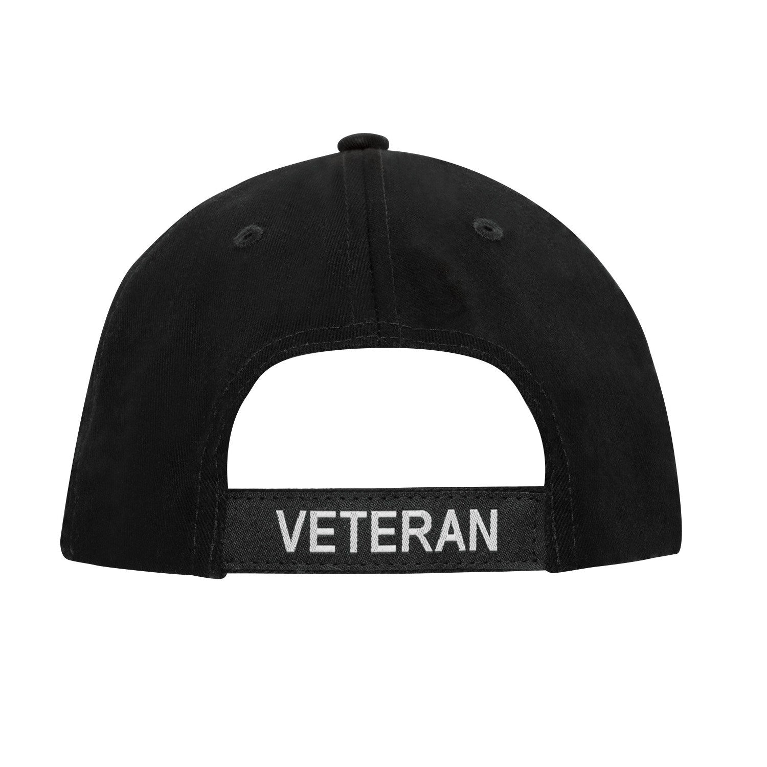 Gorra negra de béisbol con bandera de EE. UU. y bordado VETERANO