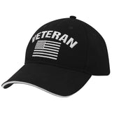 Gorra negra de béisbol con bandera de EE. UU. y bordado VETERANO
