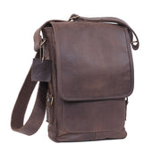 Bolso bandolera de cuero TECH con forro de lona, ideal para tablet o portatil pequeño