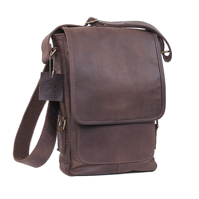 Bolso bandolera de cuero TECH con forro de lona, ideal para tablet o portatil pequeño