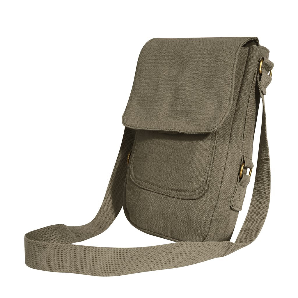 Bandolera TABLET de lona estilo militar vintage, para tablet o portátil pequeño, 29x19x5 cm