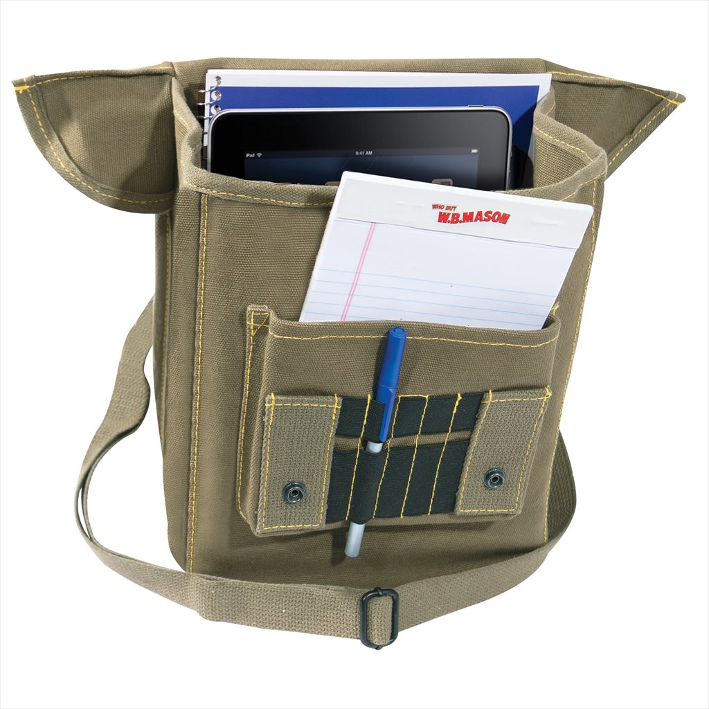 Bolso bandolera MAP CASE lona verde estilo militar vintage con correa ajustable y solapa con broches