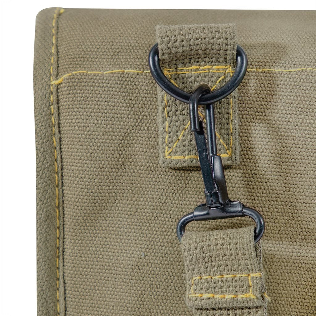 Bolso bandolera MAP CASE lona verde estilo militar vintage con correa ajustable y solapa con broches