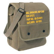 Bolso bandolera MAP CASE lona verde estilo militar vintage con correa ajustable y solapa con broches