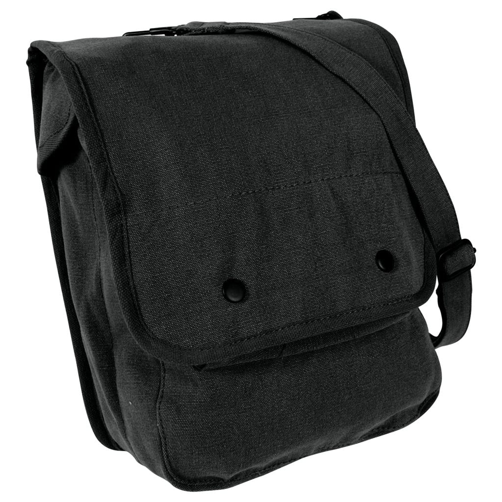 Bolso bandolera MAP CASE verde en algodón canvas estilo vintage, apto para iPad y tablets