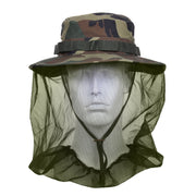 Sombrero MOSKITO WOODLAND tipo Boonie con mosquitera integrada en camuflaje Woodland