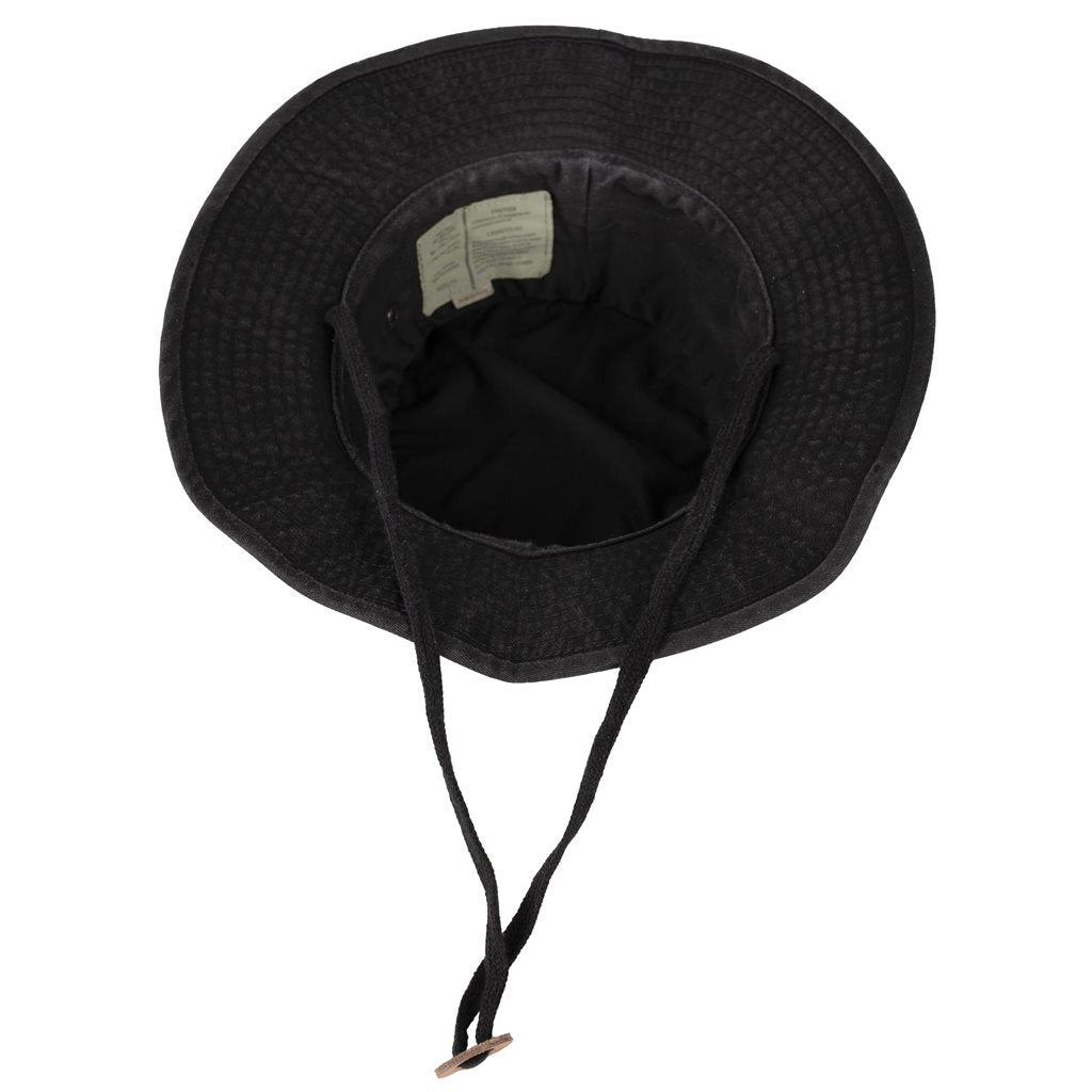 Sombrero Boonie Vintage negro de Rothco con cordón y anillas para camuflaje