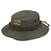 Sombrero Vietnam Veteran con logo, color verde, material 55% algodón y 45% poliéster