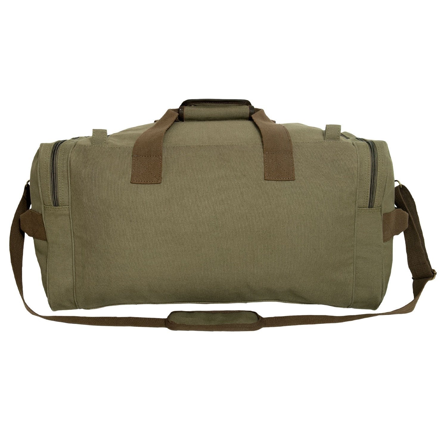 Bolsa de viaje LONG JOURNEY lona verde con detalles de cuero y latón