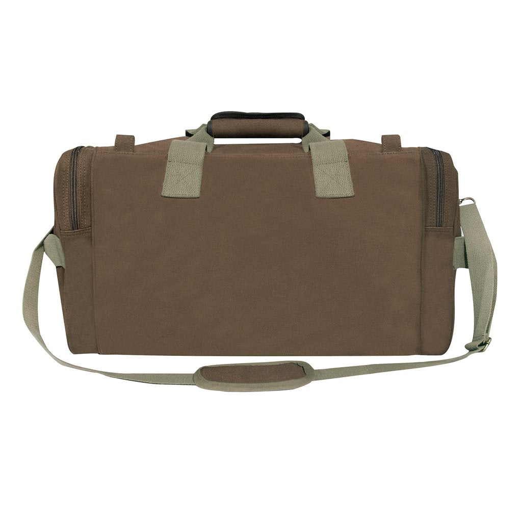 Bolsa de viaje LONG JOURNEY lona verde con detalles de cuero y latón